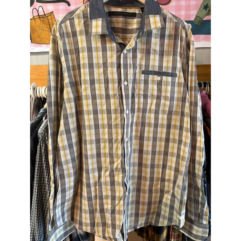 Sean John 2X plaid long sleeve top